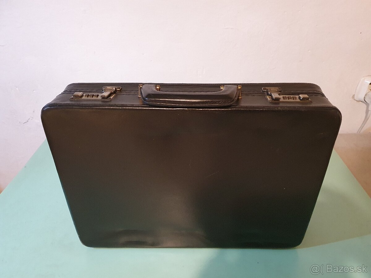 Kožený retro kufor s dvoma kódovými zámkami - 2