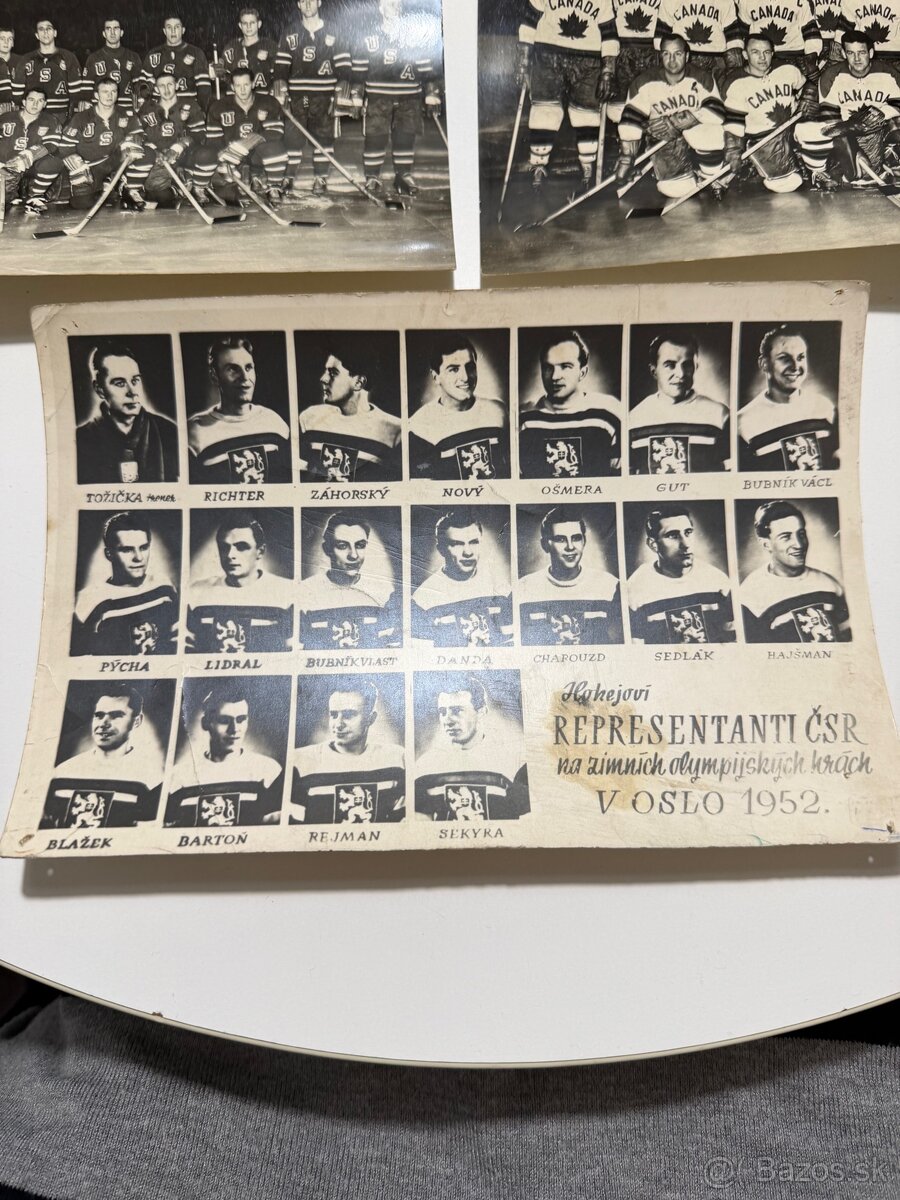 Predam velke formaty pohladnic hokejistami 1952 a 1959 - 2
