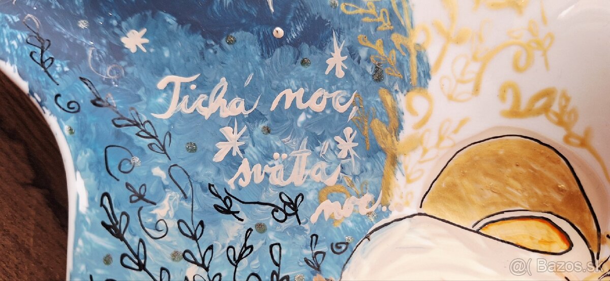 Ručne maľovaná porcelánová tácka s textom - 2