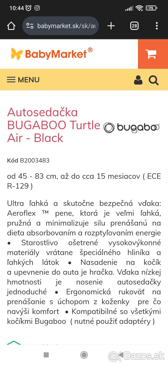 Autosedačka Bugaboo Turtle Air black - 2