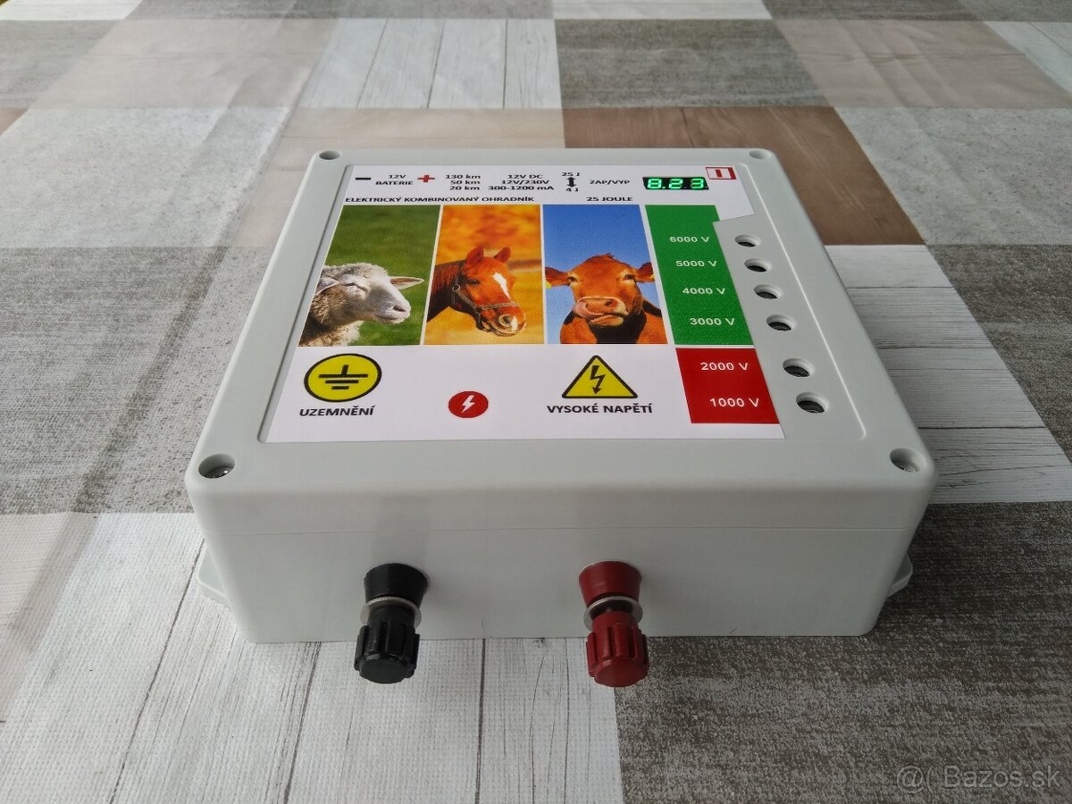Elektrický, oplotok, ohradník, solár 12V/230V 25J - 2