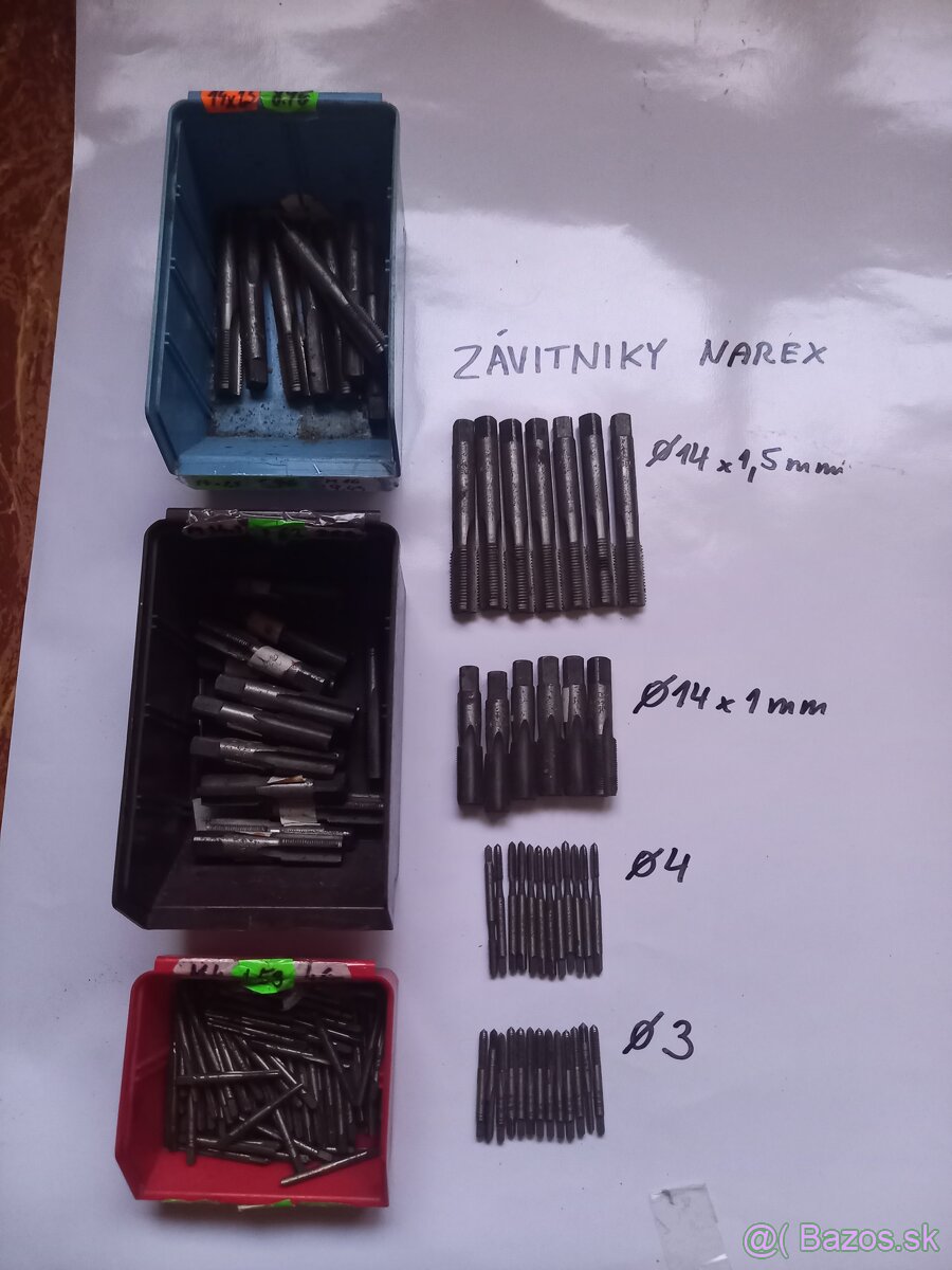 Zavitniky narex nové 14,4,3mm,zavitnica - 2