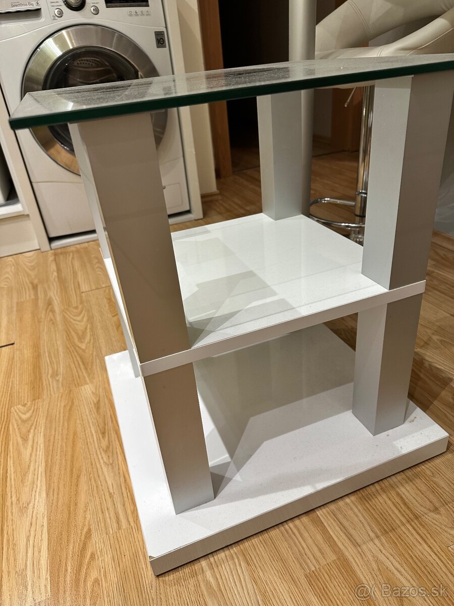 Stolik luxusny konferencny stvorcovy sklo + drevo - 2