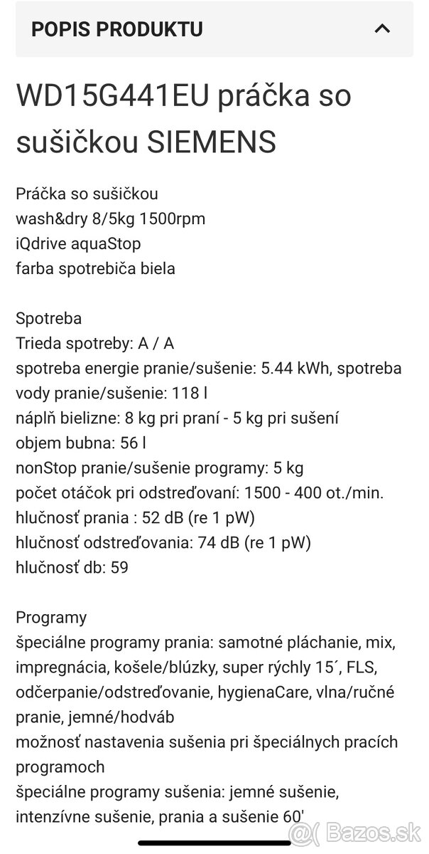 SIEMENS WD15G441EU práčka so sušičkou - 2