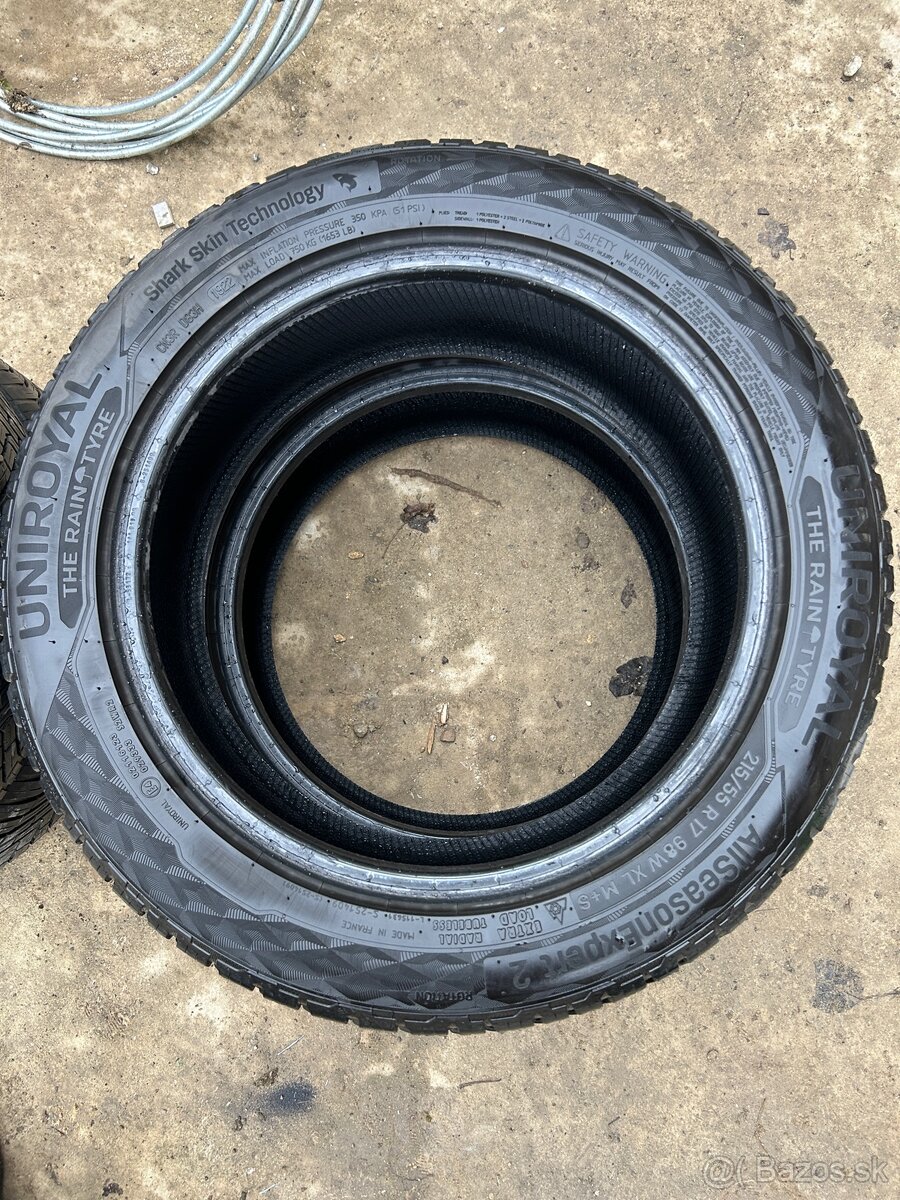 Predám 4x celoročné pneumatiky 215/55 R17 - 2