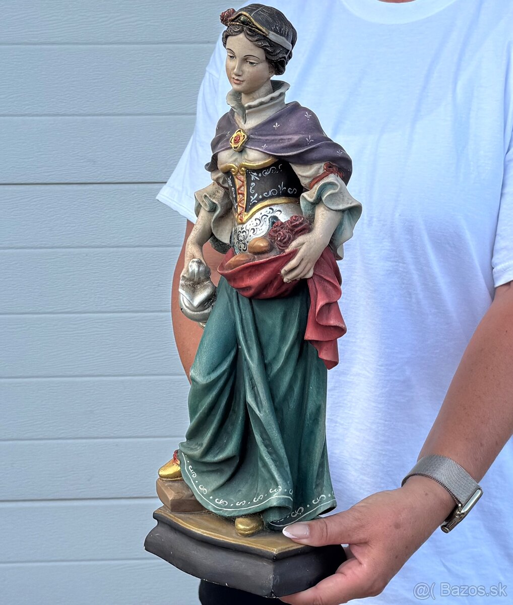 Krásná socha sv.Alžběta malovaná dřevěná - 2