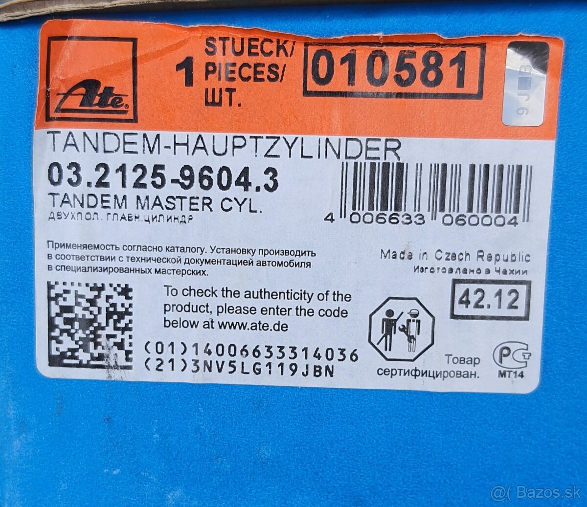 Predám hlavný brzdový valec VW Sharan - 2