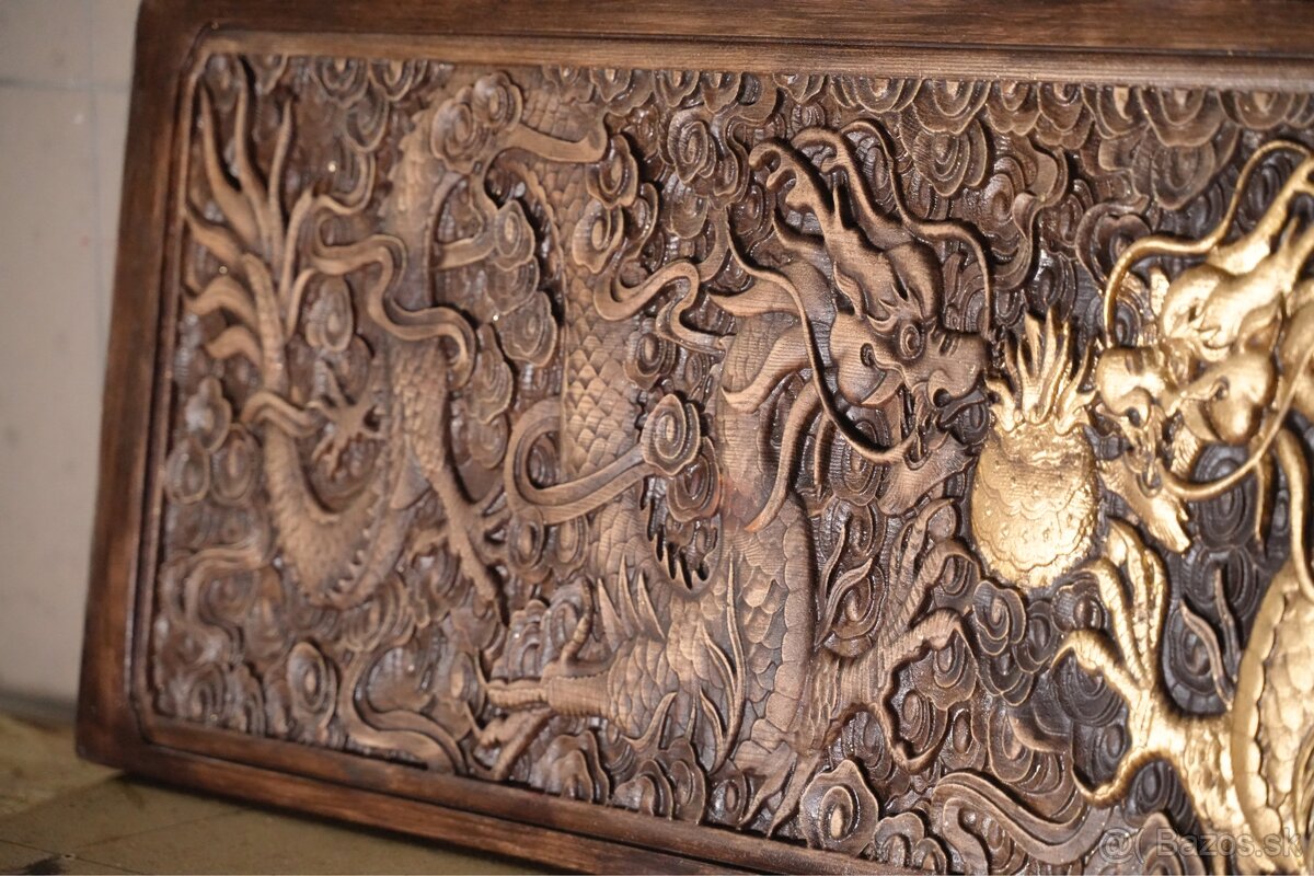 Drevený obraz – Zlatý drak - 2