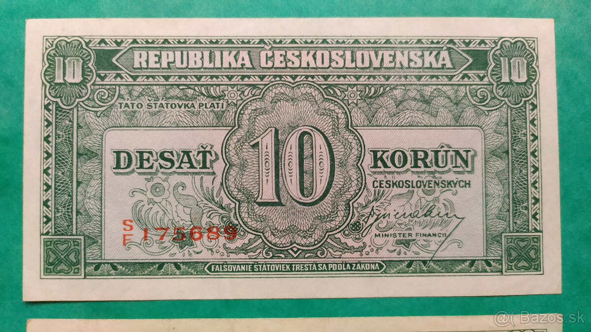 10 Kčs 1945 a 1950 - 2