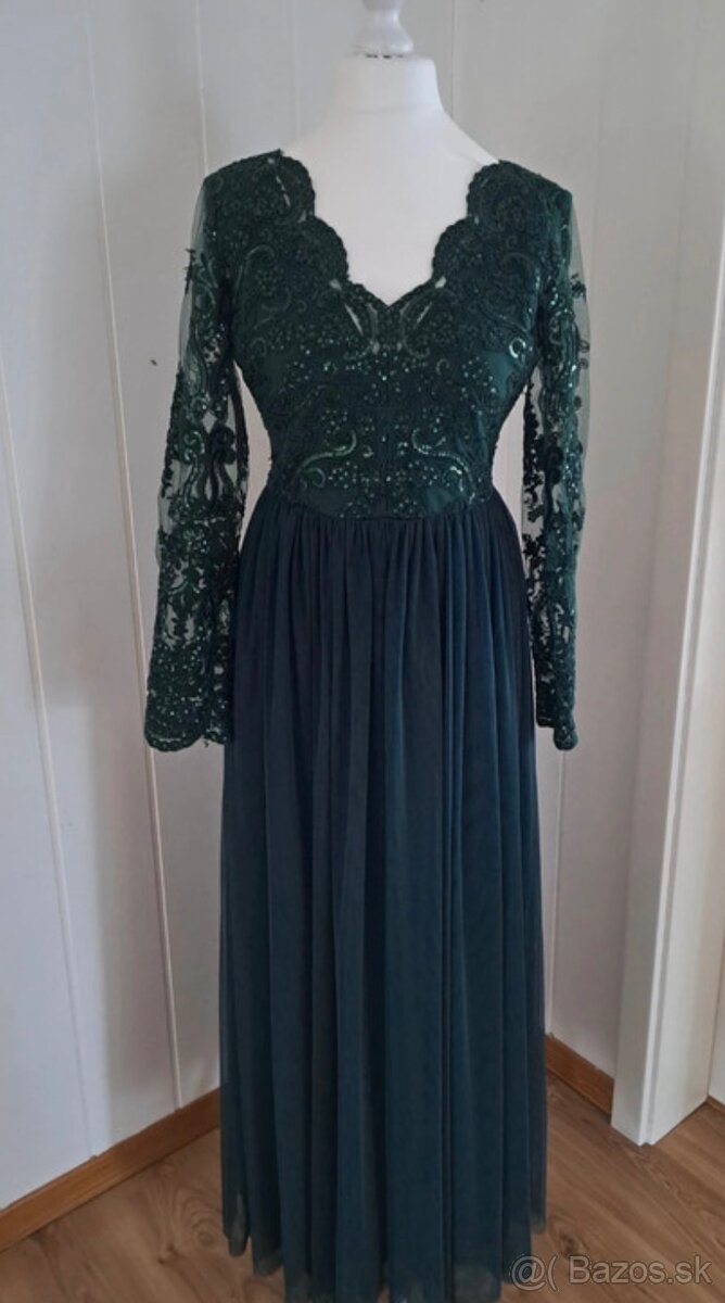Zelené spoločenské šaty 36/S - 2