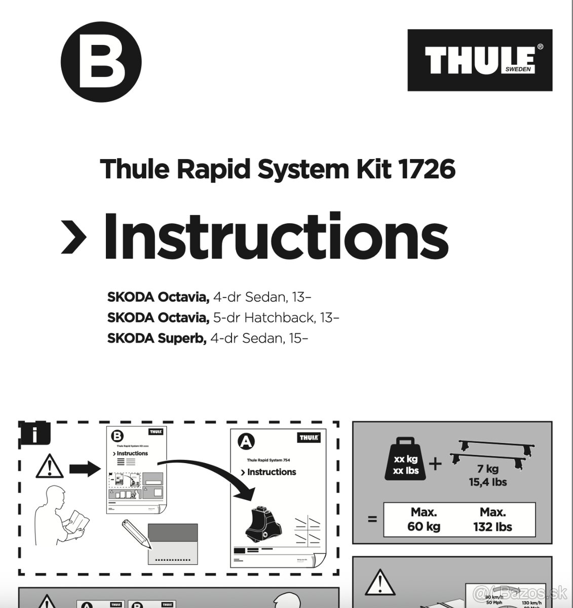 Thule 754 + Kit 1726 pre Skoda Octavia 3 hatch. 2013-2019 - 2