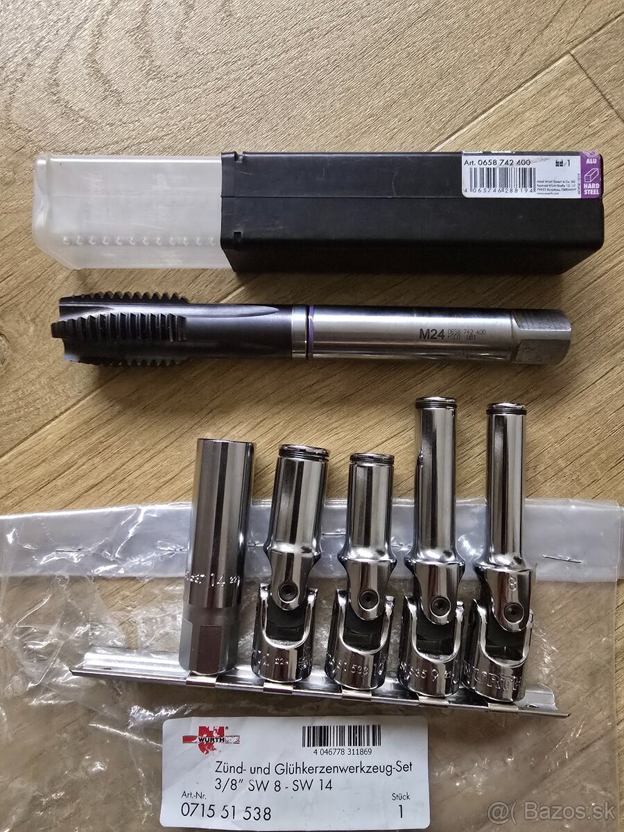 Wurth sadá kľúčov na sviečky a kobaltovy závitnik M24 - 2