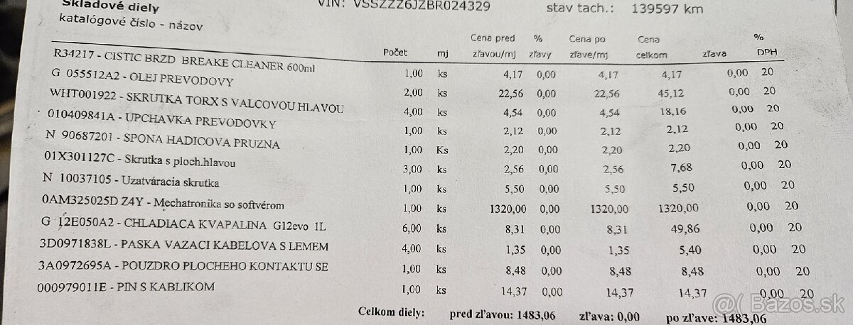 Predám prevodovka dsg 7 1.4 tsi 132kw - 2