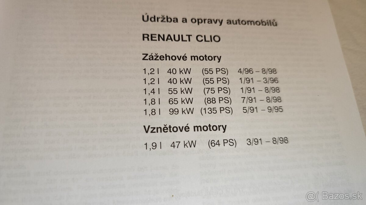 RENAULT Clio 1 - příručka na opravy a údržbu - manuál - 2