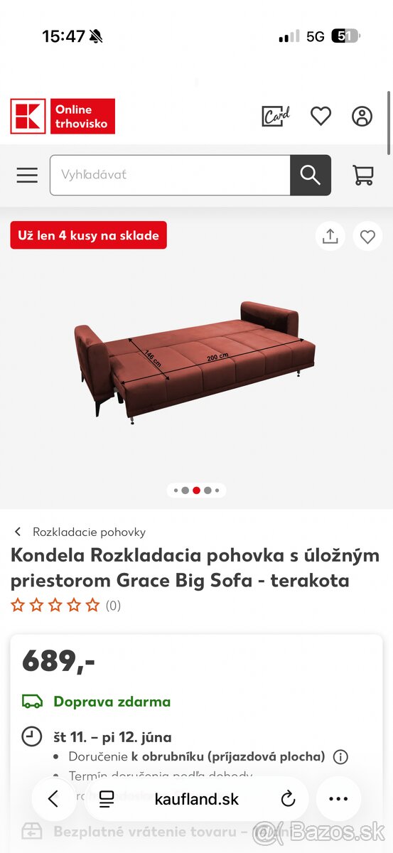 Gauč/ Sedačka rozkladacia ŠEDÁ - 2