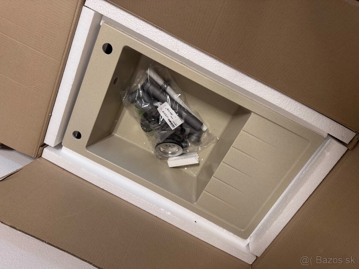 granitový drez béžový s batériou - 2