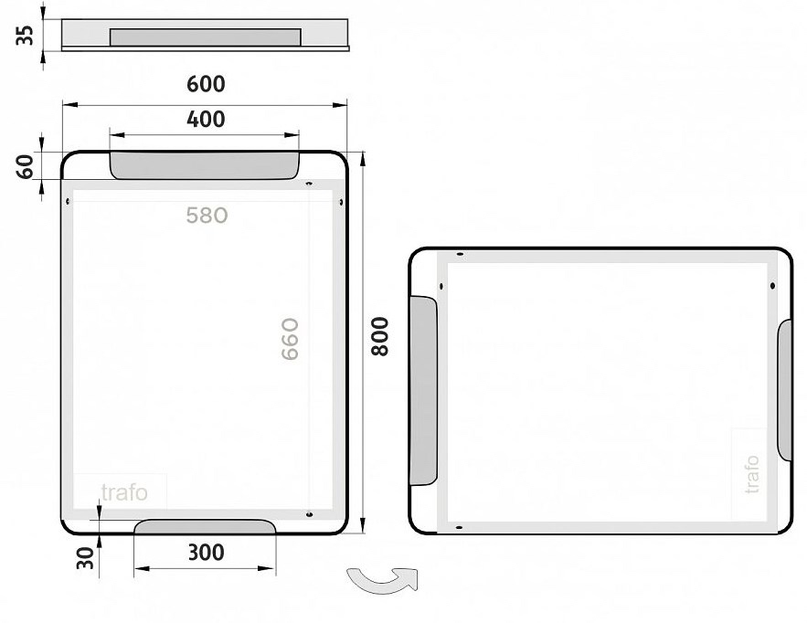 Zrkadlo Nimco s LED podsvietením, 10,5 W, dotykové 60x80 - 2