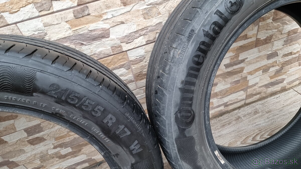 Predám 2xletné pneumatiky 215/55r17,Continental - 2