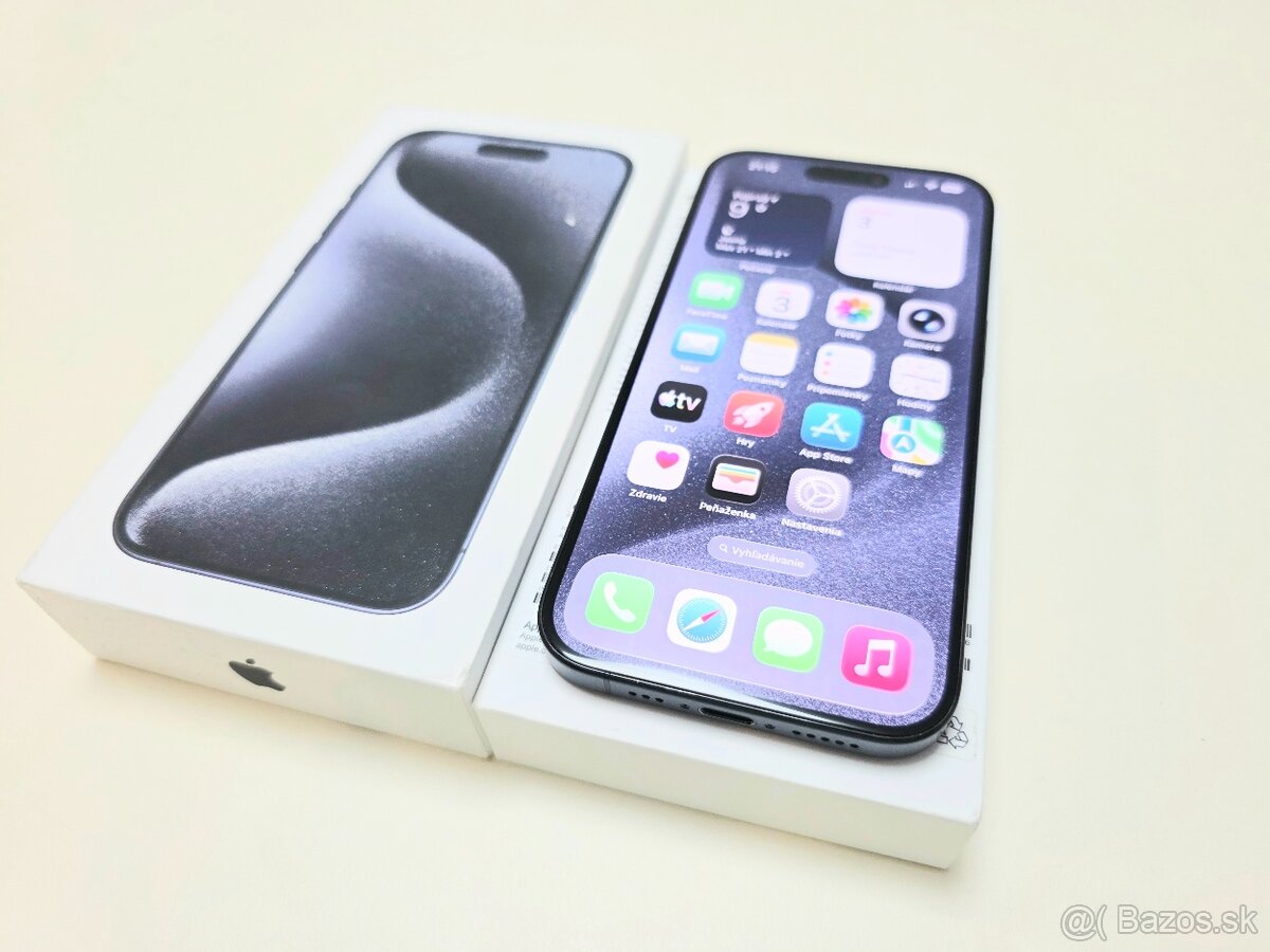 Apple iPhone 15 PRO BLUE TITANIUM ,TOP STAV,BATERKA 100% - 2