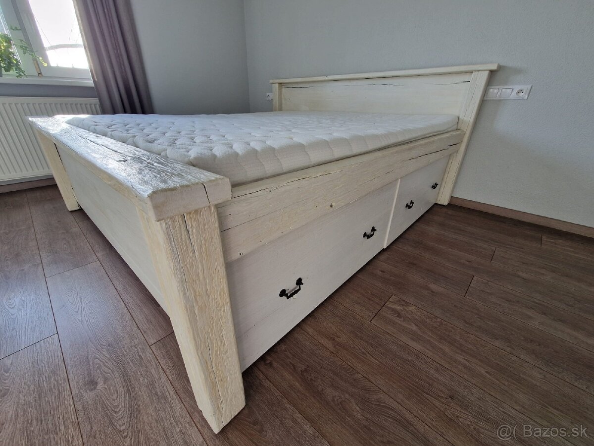 Manželská posteľ z masívu + matrac - 2