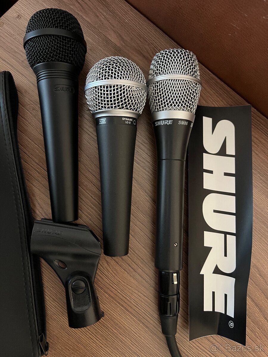 Mikrofóny SHURE 3ks, stojan a kable - 2