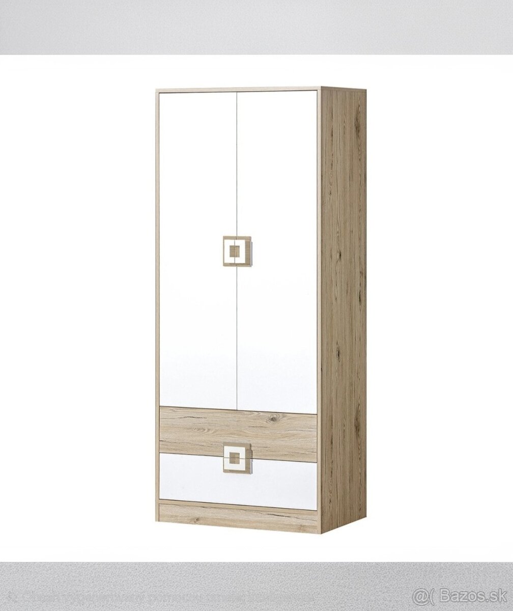 SKRIŇA svetlý dub/ biela matná - 2
