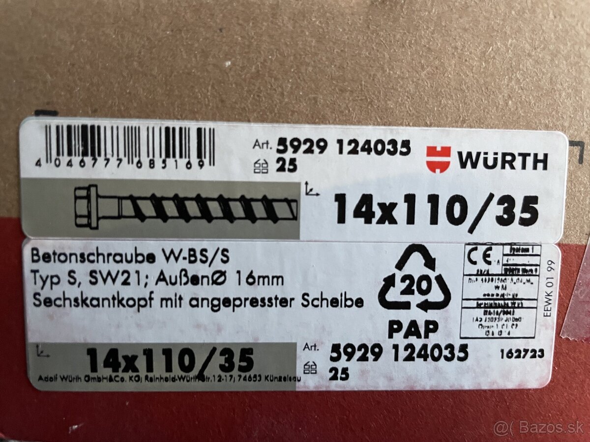 WÜRTH KOTVA DO BETÓNU 14x110/35 - 2
