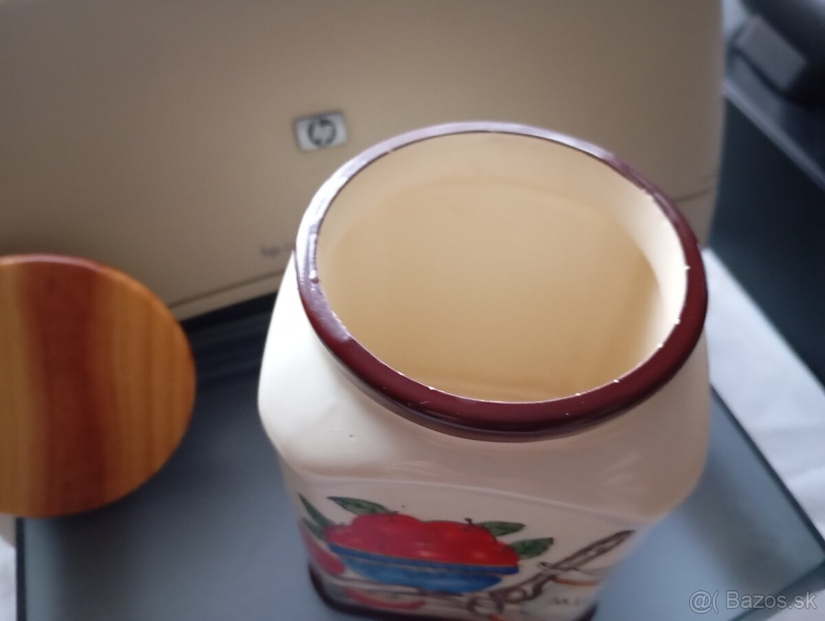 keramická maľovaná nádoba s vekom do kuchyne - 2