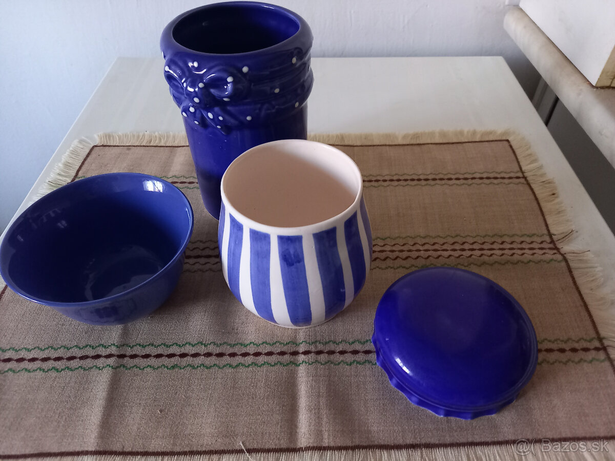 ručne maľovaná keramika modrá - 2