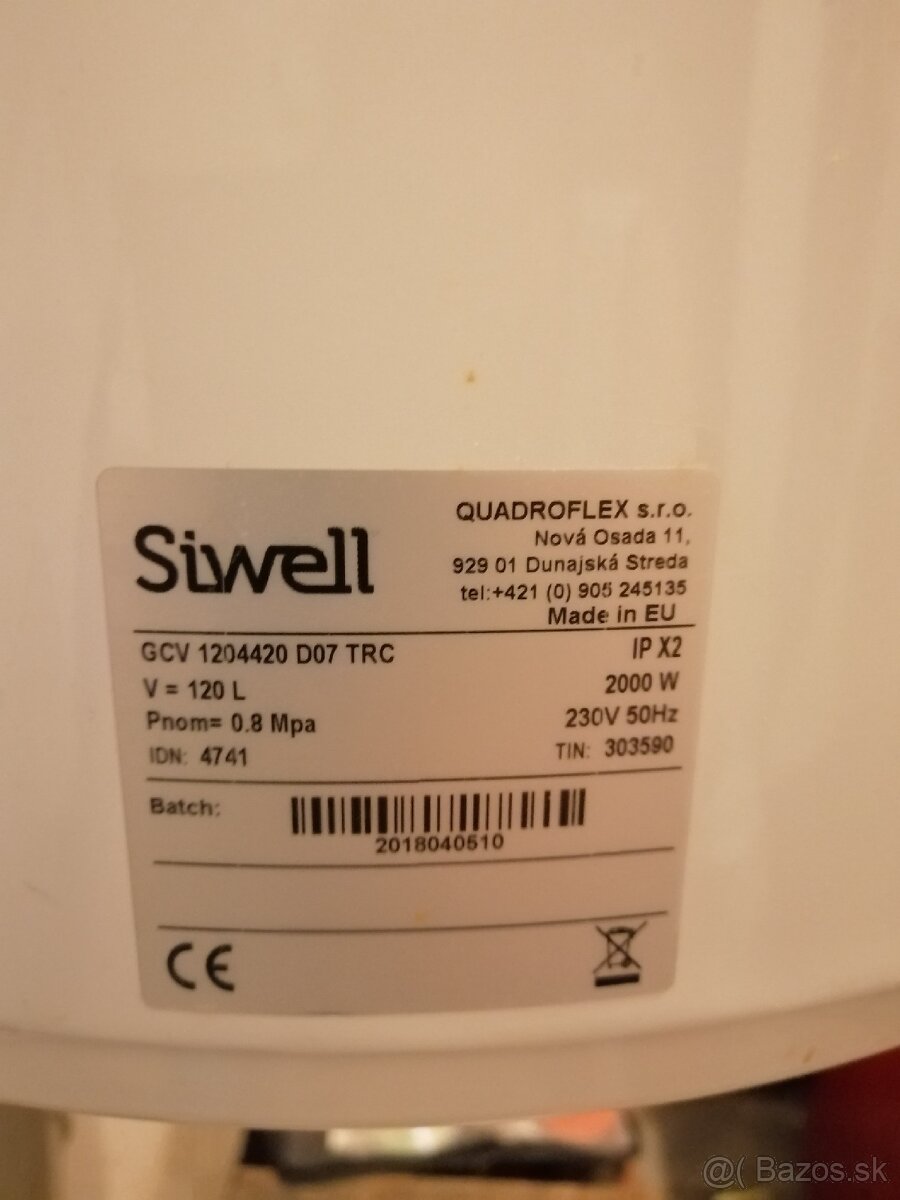 Bojler značky SIWELL 120L - 2