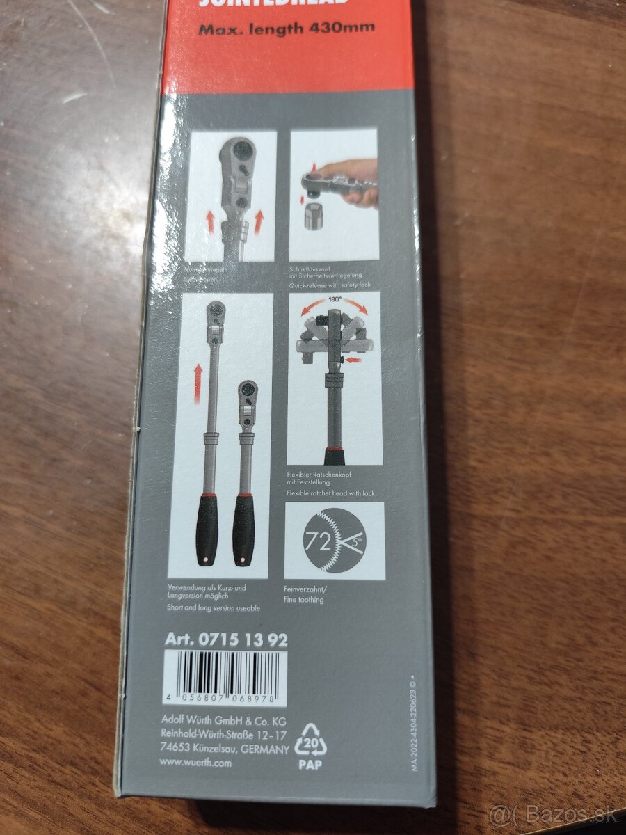 Račna s kĺbovou hlavou 1/2", teleskopická WURTH - 2