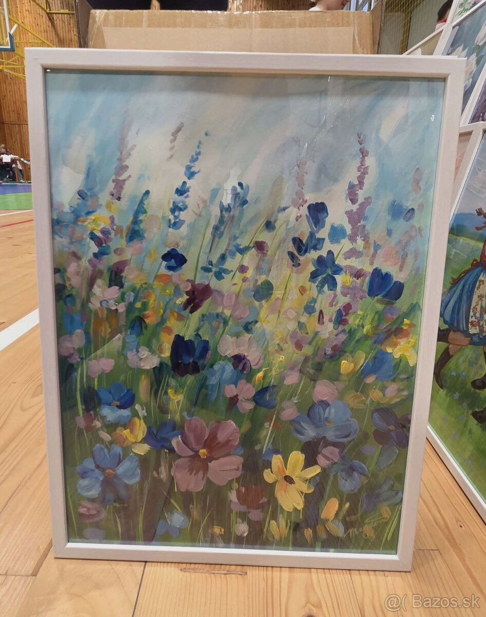 Akryl na akvarelovom papieri, ramik 30x40cm, motív : Lúka - 2