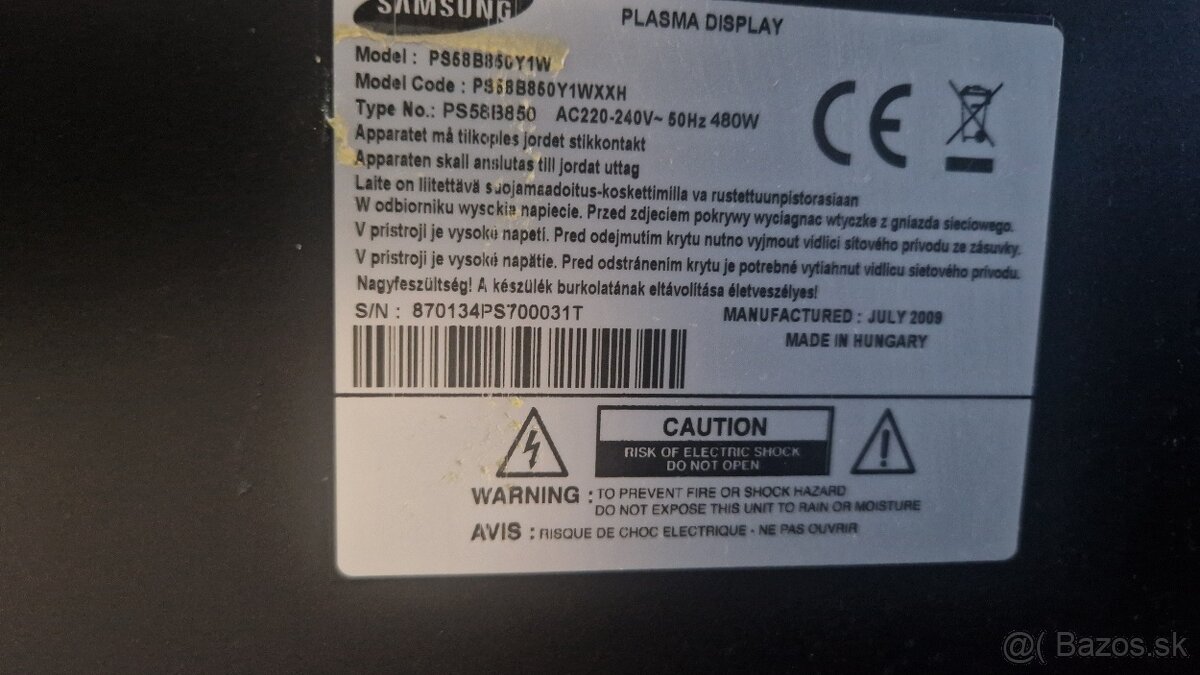 Samsung plazma TV 58" - 2
