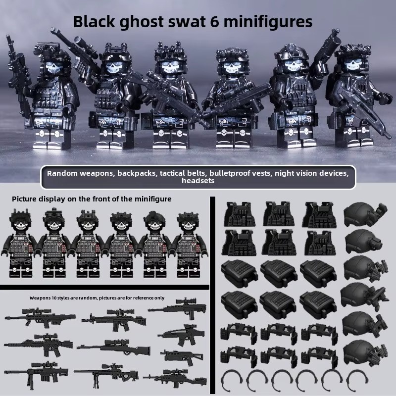 SWAT 6 ks sada vojakou-cierny, alebo pieskovy - 2