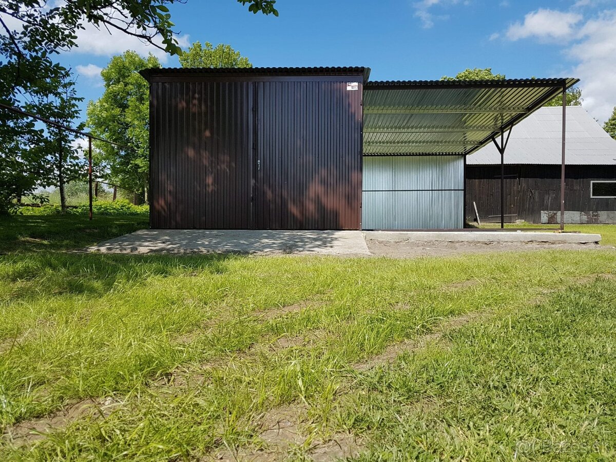 Plechová garáž 3+3x5m - 2