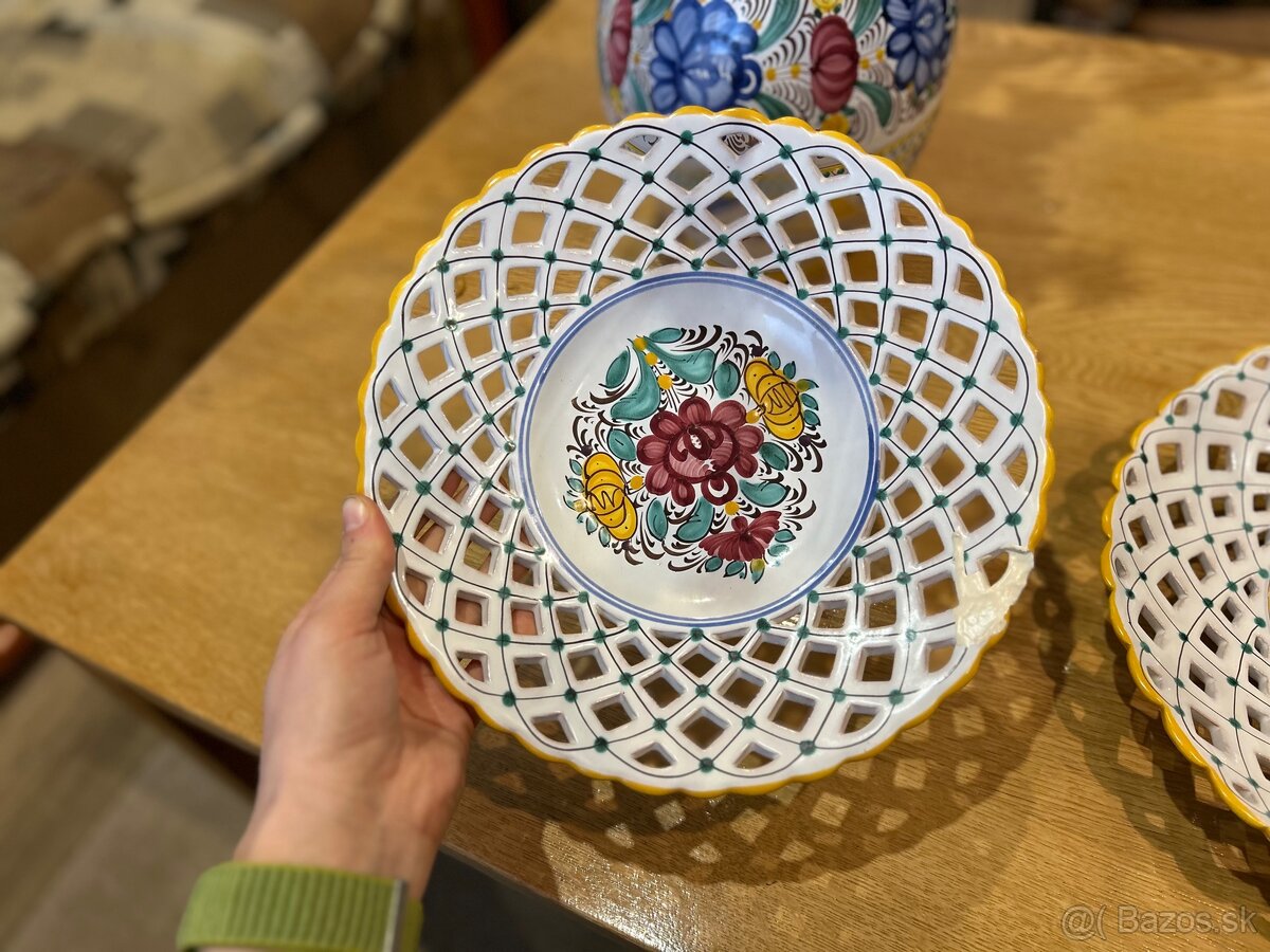 Modranská keramika set (váza + taniere) - 2