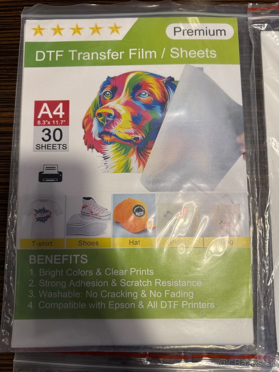 DTF fólie A4 papier 70+ks - 2