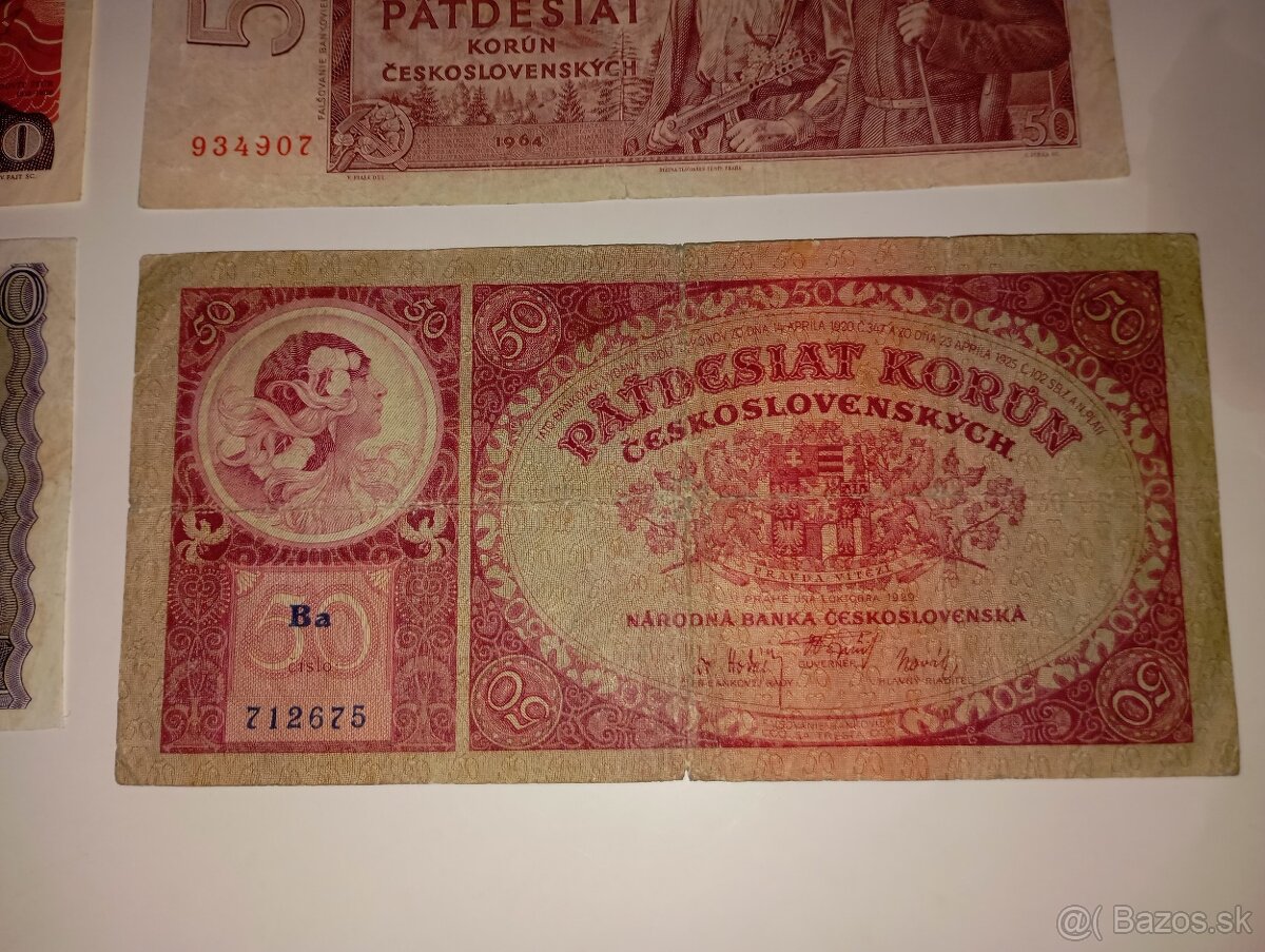 BANKOVKY 50 KČS 1929-1997, 5 RŮZNÝCH EMISÍ, VŠE NEPERFOR. - 2
