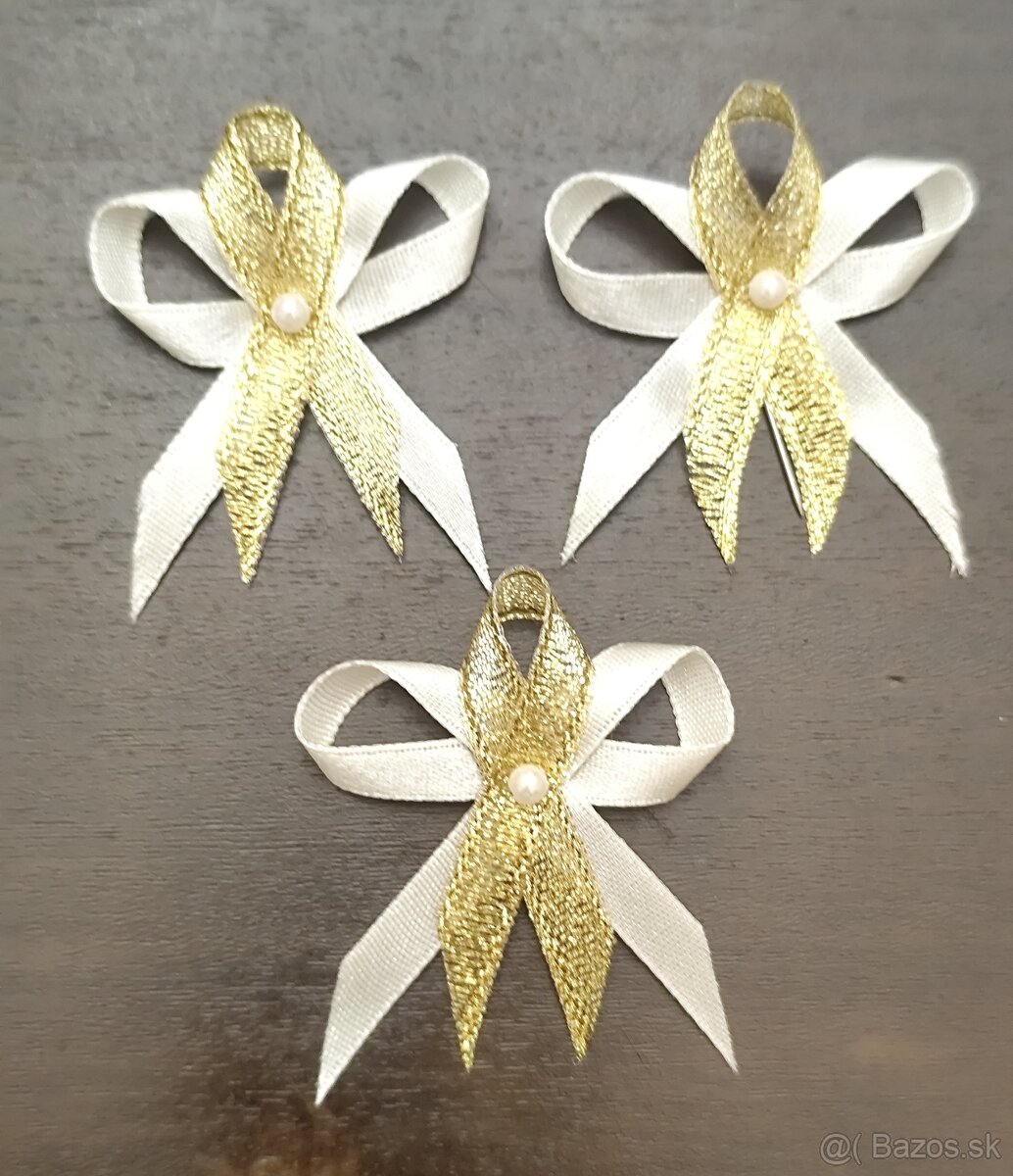 Svadobné pierka bielo-zlaté - 2
