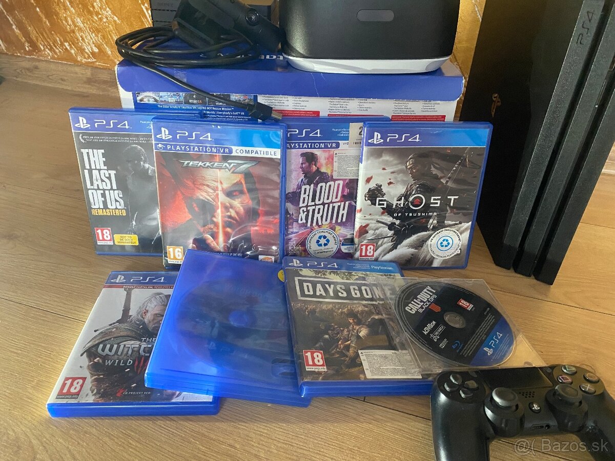 Ps4 pro + Vr okuliare 8 hry - 2