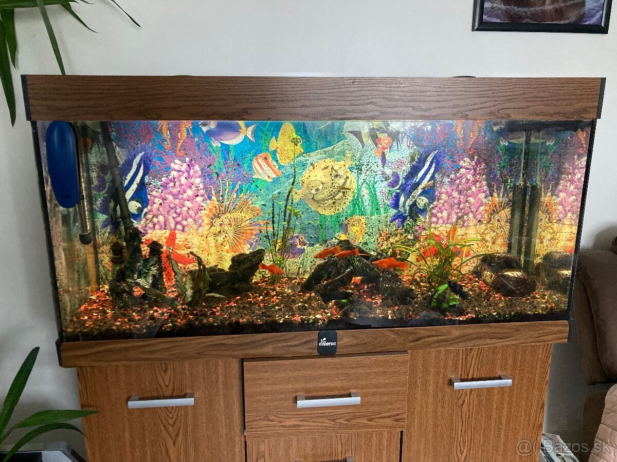 Akvarium komplet so skrinkou a prislusenstvom - 2
