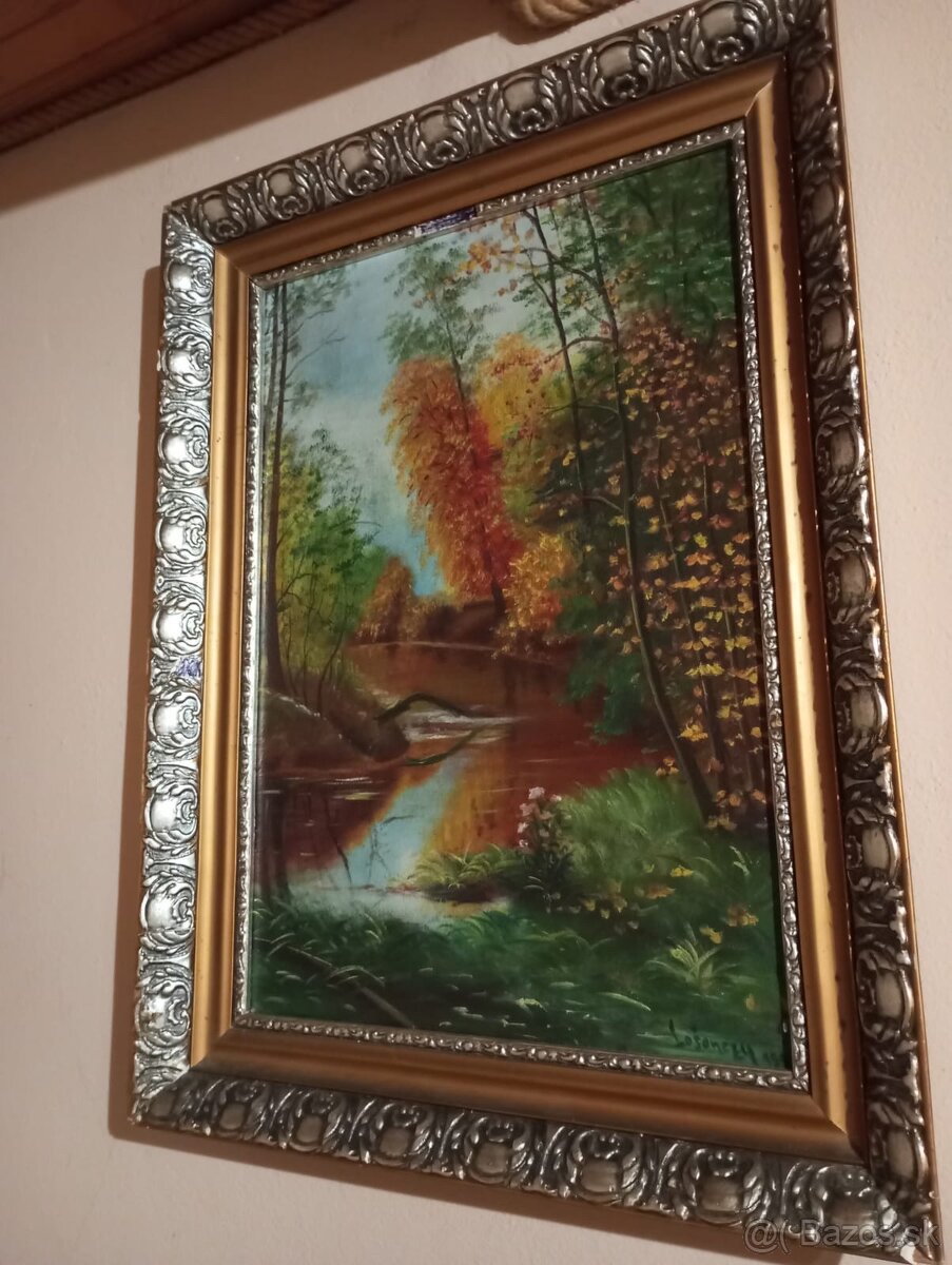 Obraz – jesenná krajina v ozdobnom ráme - 2