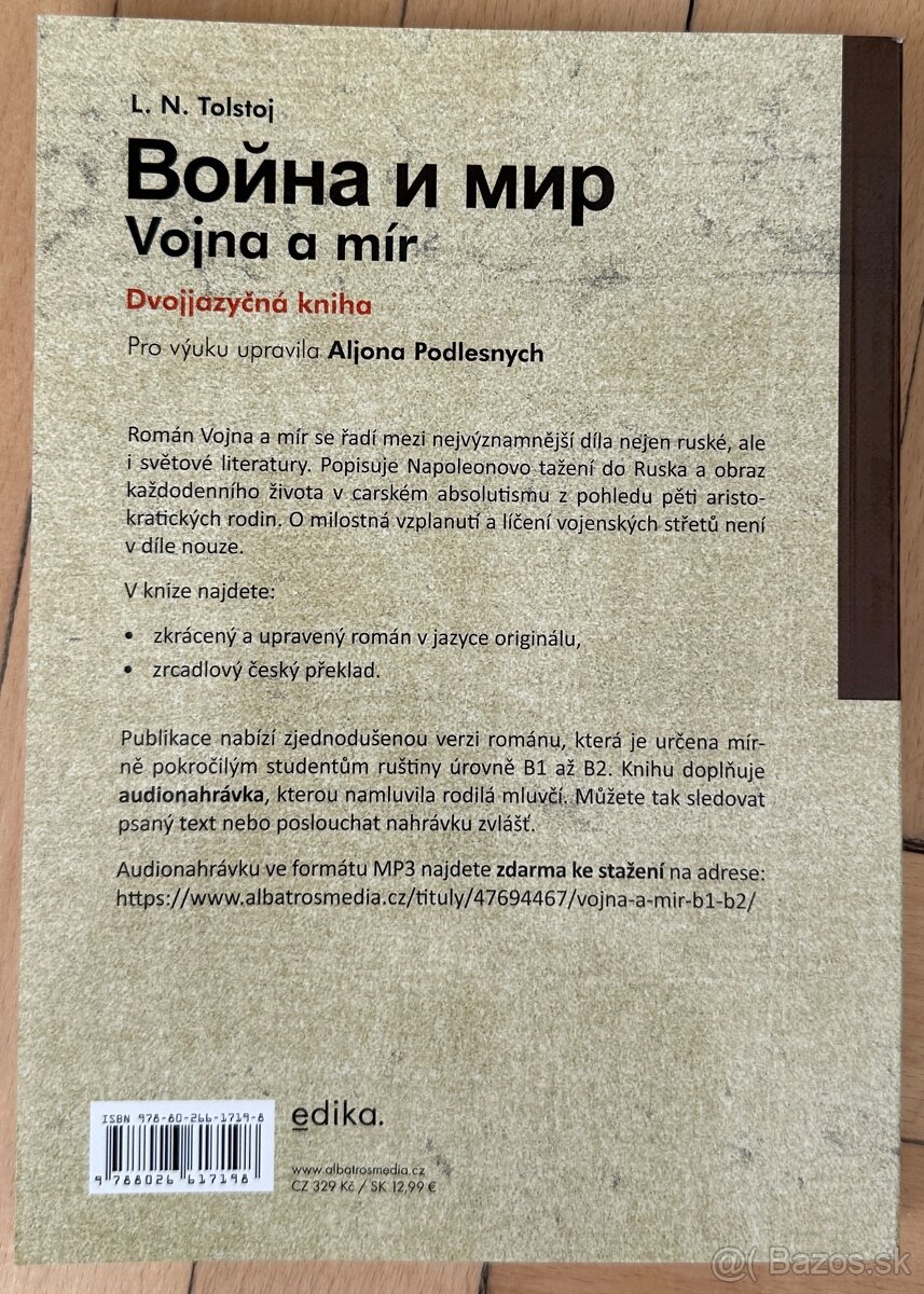 Dvojjazyčná kniha Vojna a mír L.N.Tolstoj za 5EUR - 2