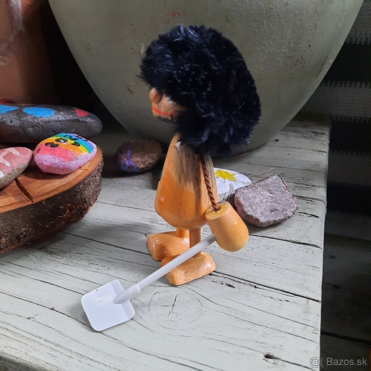 Praľudia/neandertálci starožitné drevené figúrky - 2