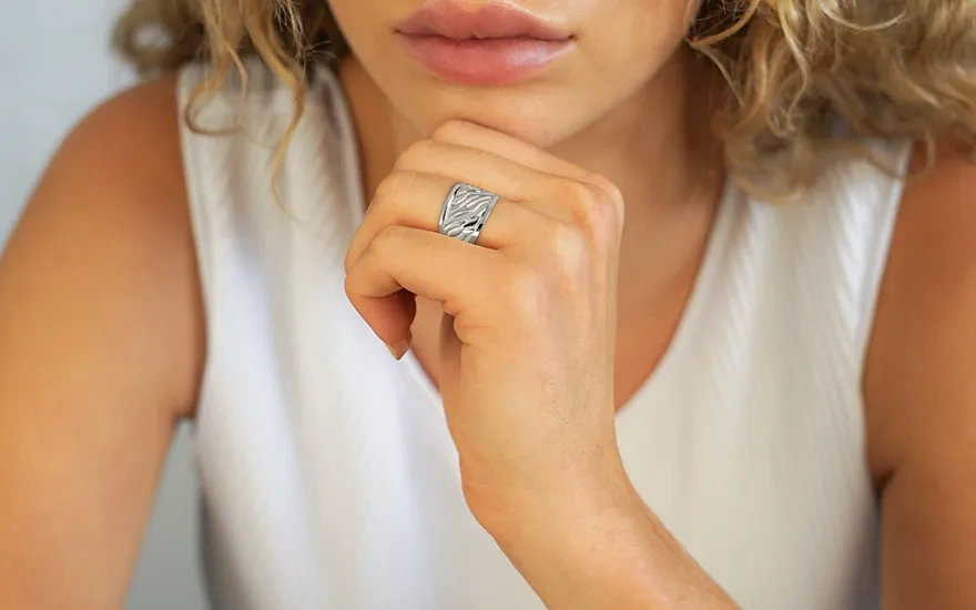 prsteň z bieleho zlata 14K - 2