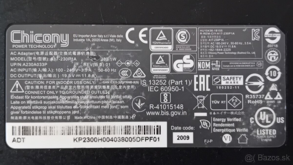 ACER Predator Helios – Napájací adaptér (230W) - 2