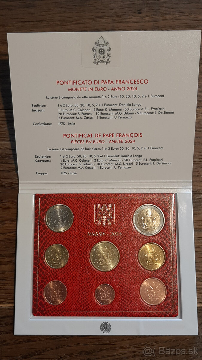 Kompletná zbierka UNC euromincí Vatikán (2002–2024)na predaj - 2
