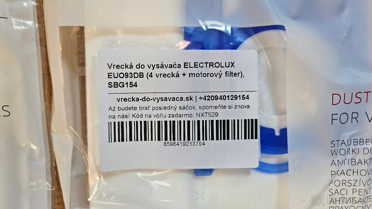 Vrecká do vysávača Electrolux EUO93DB + motorový filter - 2
