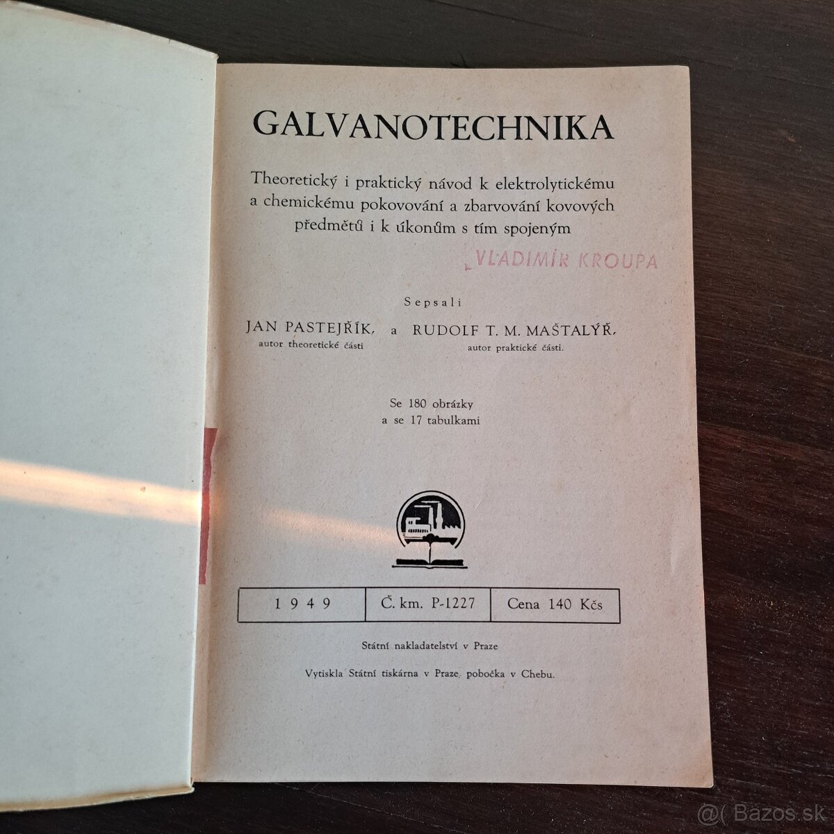 Galvanotechnika 1949, Pastejřík J. - 2