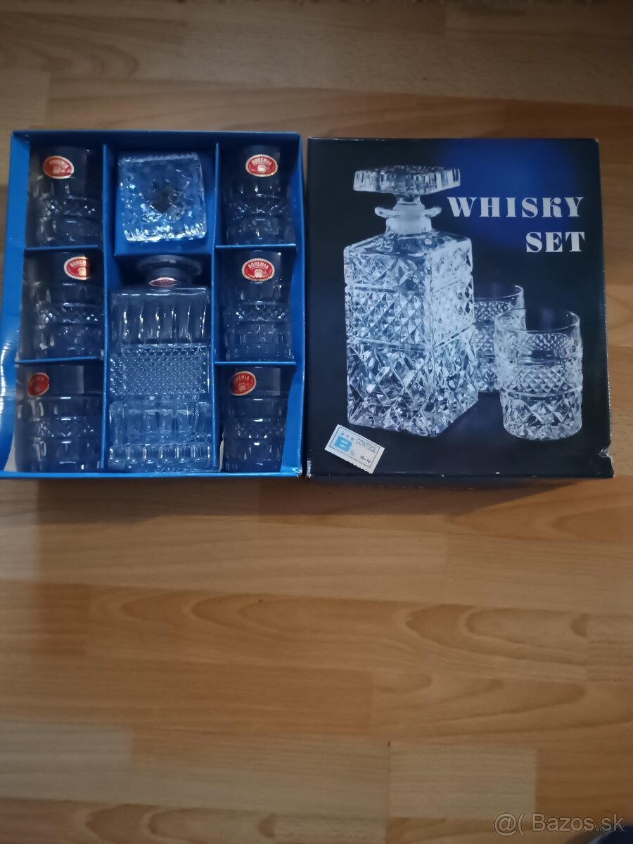 Exkluzívny krištáľový whisky set – originál Bohemia 80’s. - 2